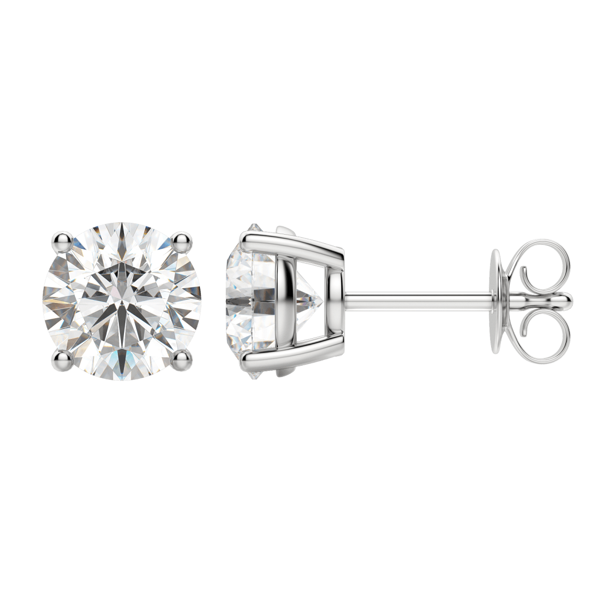 0.50 CT-4.0 CT Round Solitaire CVD F/VS Diamond Earrings 4