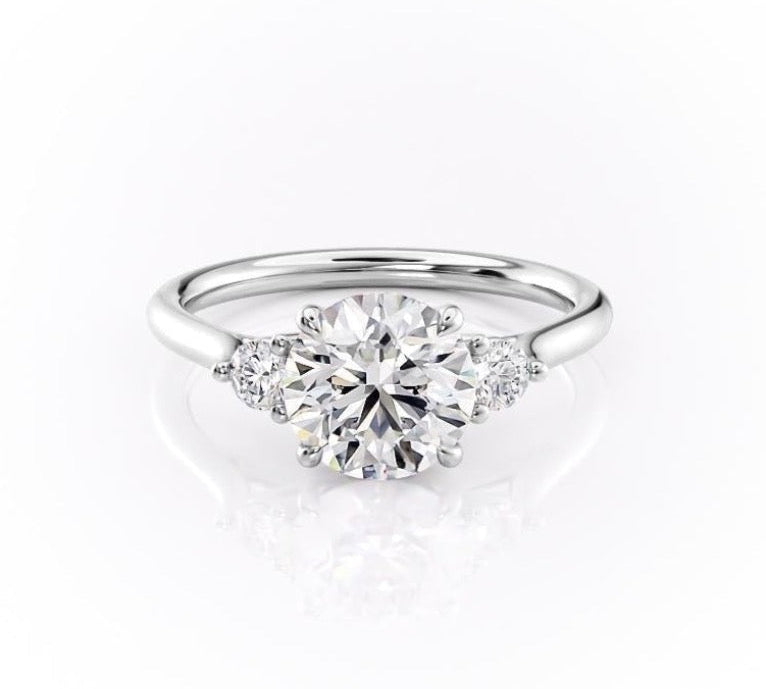 1.60 CT Round Cut Three Stone Moissanite Engagement Ring 10