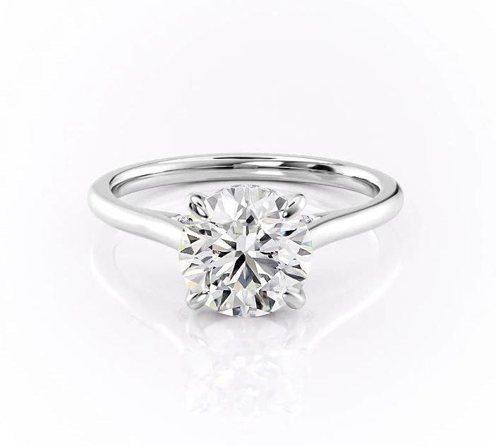 1.60 CT Round Cut Solitaire Hidden Halo Setting Moissanite Engagement Ring 10