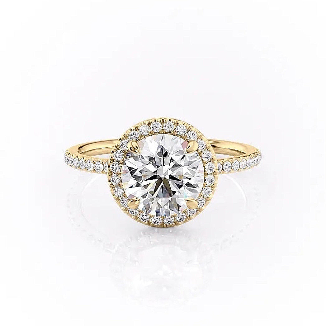 1.90 CT Round Cut Halo Pave Setting Moissanite Engagement Ring 11