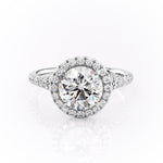 1.60 CT Round Cut Halo Split Shank Setting Moissanite Engagement Ring 10