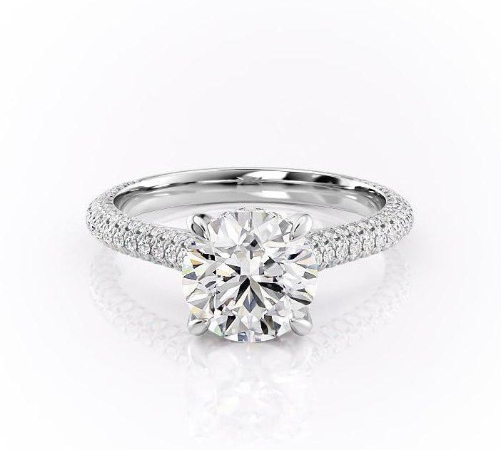1.60 CT Round Cut Hidden Halo Triple Pave Moissanite Engagement Ring 10