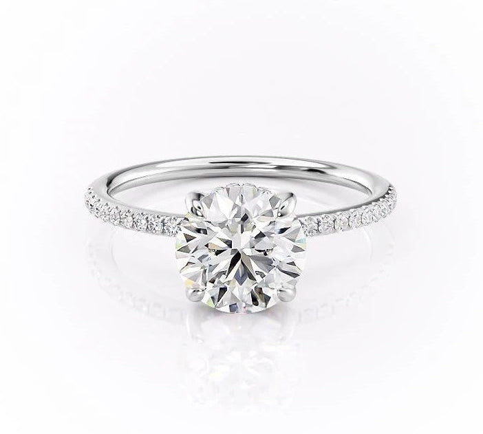 1.60 CT Round Cut Solitaire Pave Setting Moissanite Engagement Ring 10