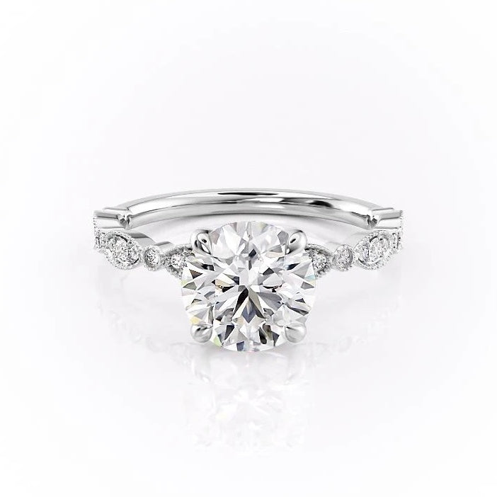 1.60 CT Round Cut Milgrain Solitaire Style Moissanite Engagement Ring 10