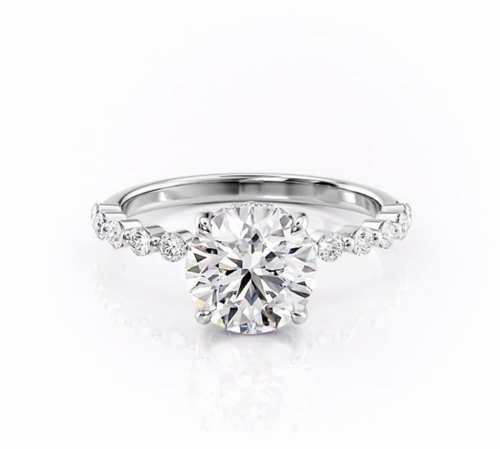 1.60 CT Round Cut Hidden Halo Pave Setting Moissanite Engagement Ring 10