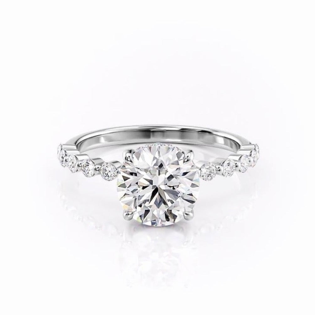 1.60 CT Round Cut Hidden Halo Pave Setting Moissanite Engagement Ring 10