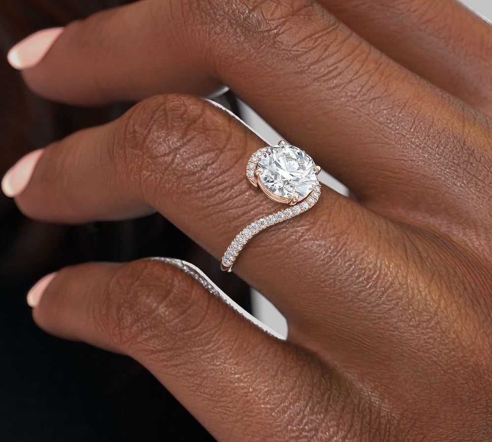 1.35 CT Round Cut Bypass Setting Moissanite Engagement Ring 2