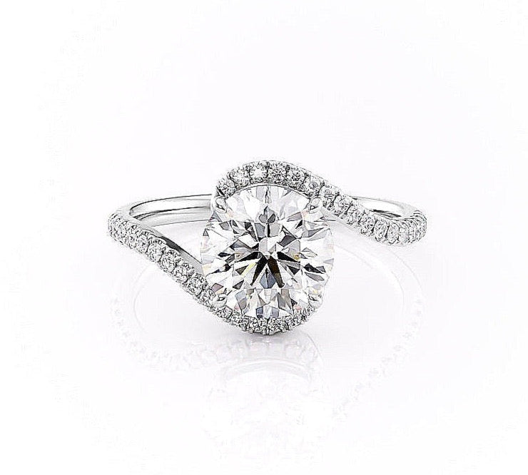 1.35 CT Round Cut Bypass Setting Moissanite Engagement Ring 10