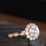 1.0 CT Round Cut Halo Moissanite Engagement Ring 3