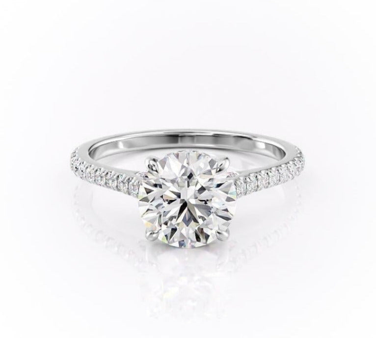 1.60 CT Round Cut Solitaire Pave Setting Moissanite Engagement Ring 10