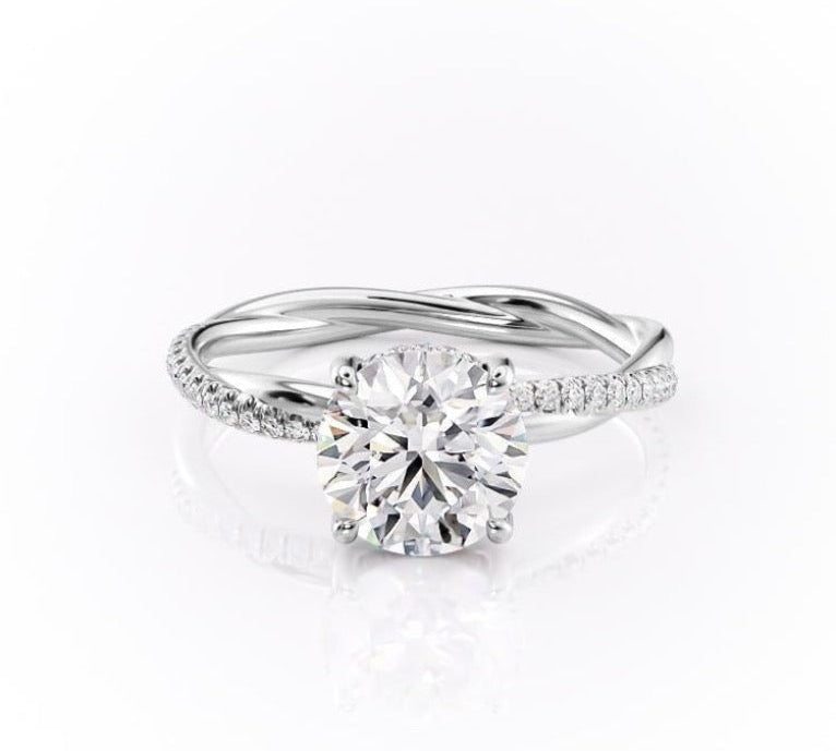 1.60 CT Round Cut Solitaire Twisted Pave Moissanite Engagement Ring 10