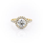 1.60 CT Round Cut Halo Split Shank Setting Moissanite Engagement Ring 11