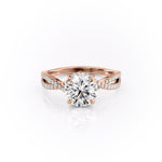 1.60 CT Round Cut Solitaire Cross Over Pave Set Moissanite Engagement Ring 12