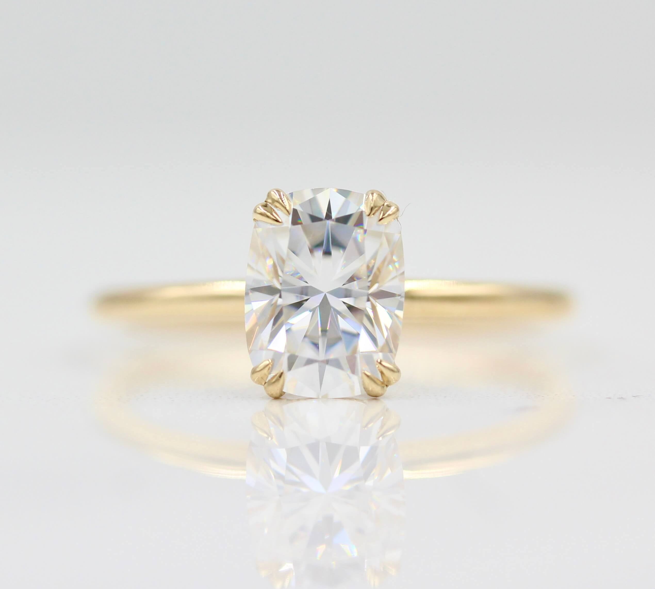 1.22 CT Elongated Cushion Solitaire Moissanite Engagement Ring 1