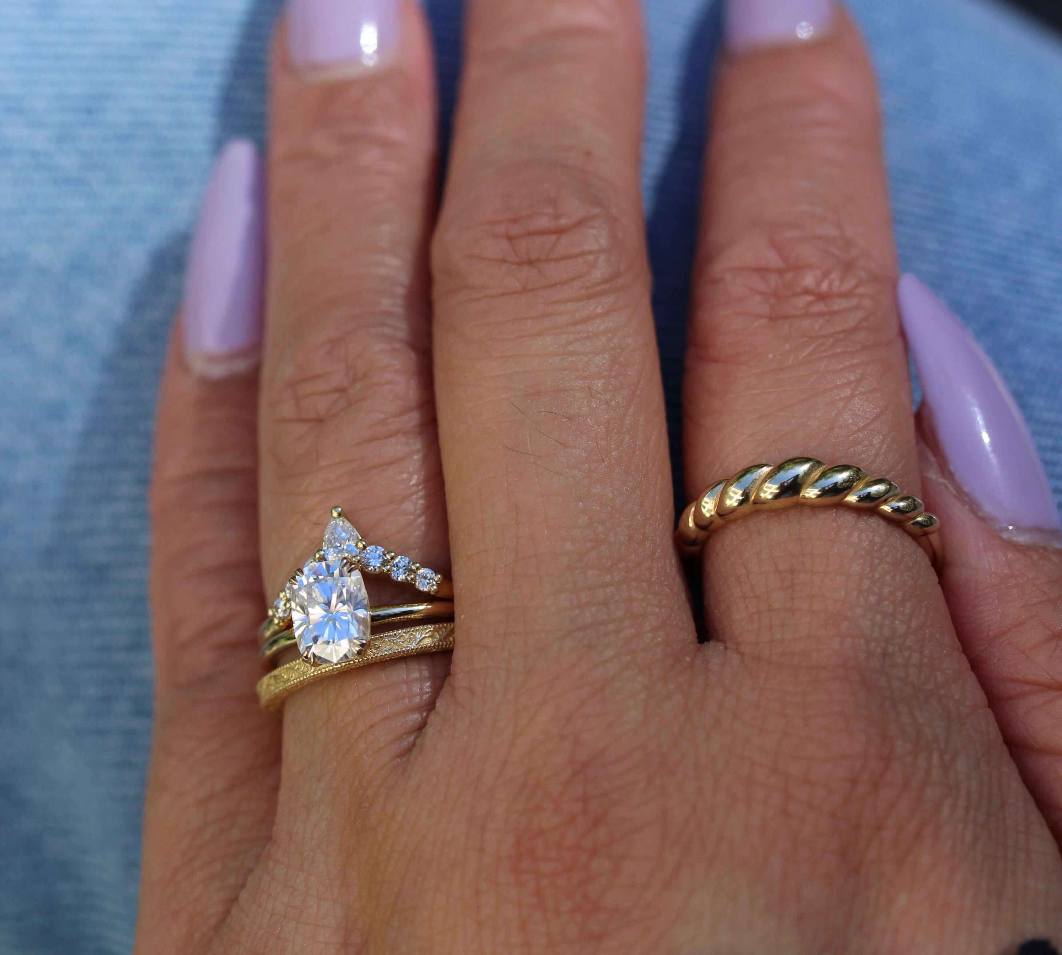 1.22 CT Elongated Cushion Solitaire Moissanite Engagement Ring 2