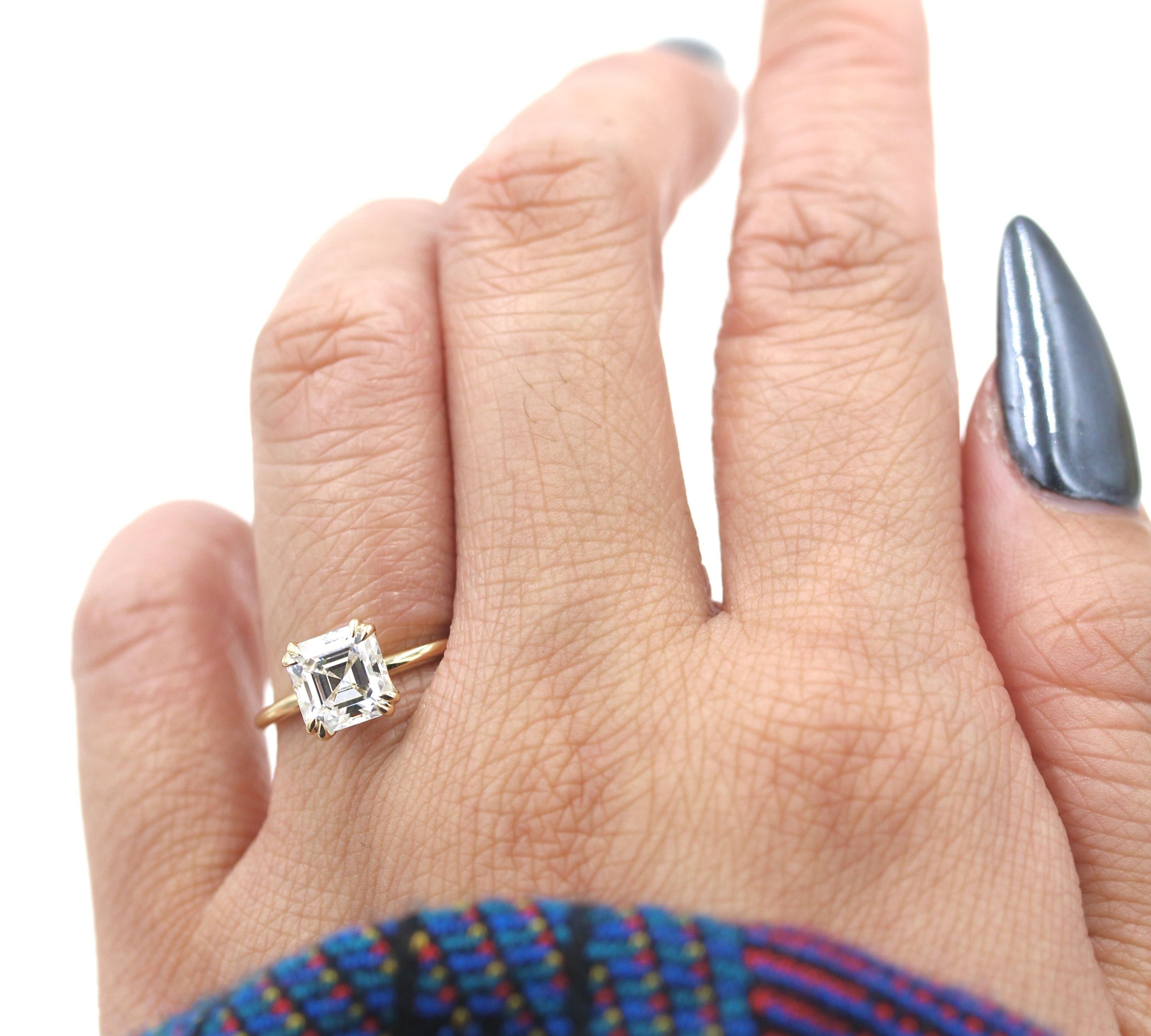 2.0 CT Asscher Cut Solitaire Moissanite Engagement Ring 2