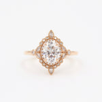 1.33 CT Oval Cut Cluster Halo Moissanite Engagement Ring 1