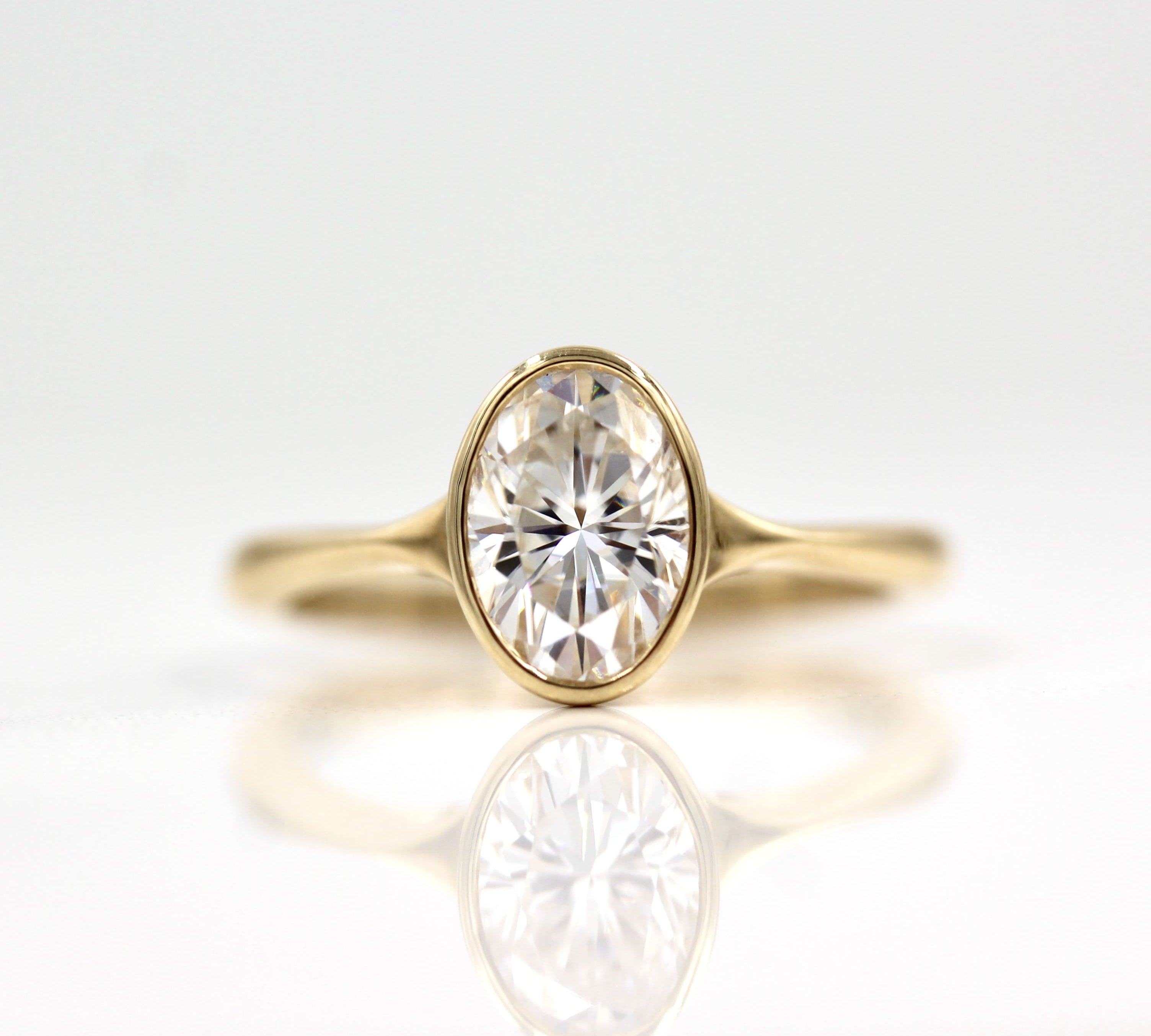 2.0 CT Oval Cut Bezel Solitaire Moissanite Engagement Ring 1