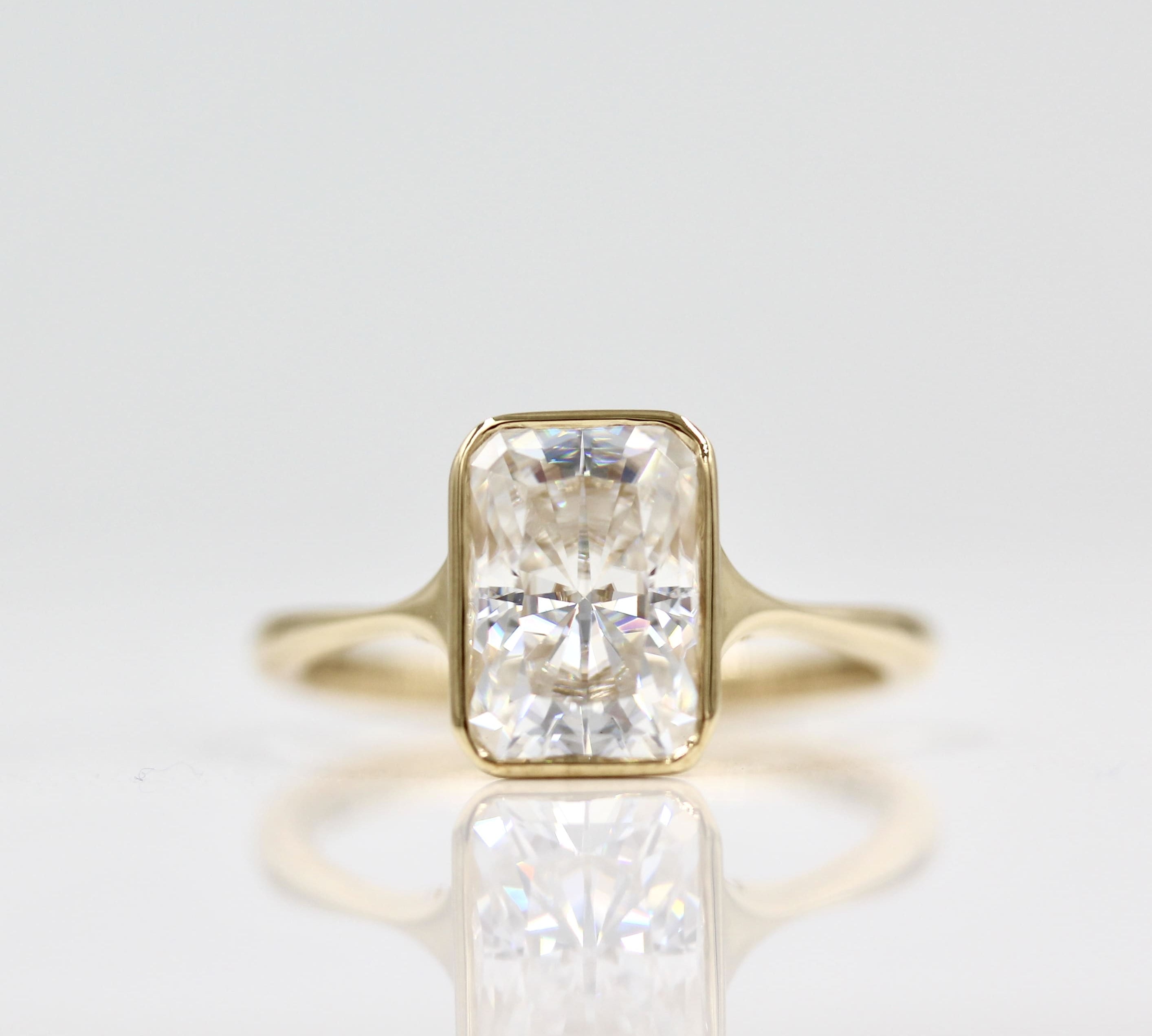 2.43 CT Radiant Bezel Solitaire Moissanite Engagement Ring 5