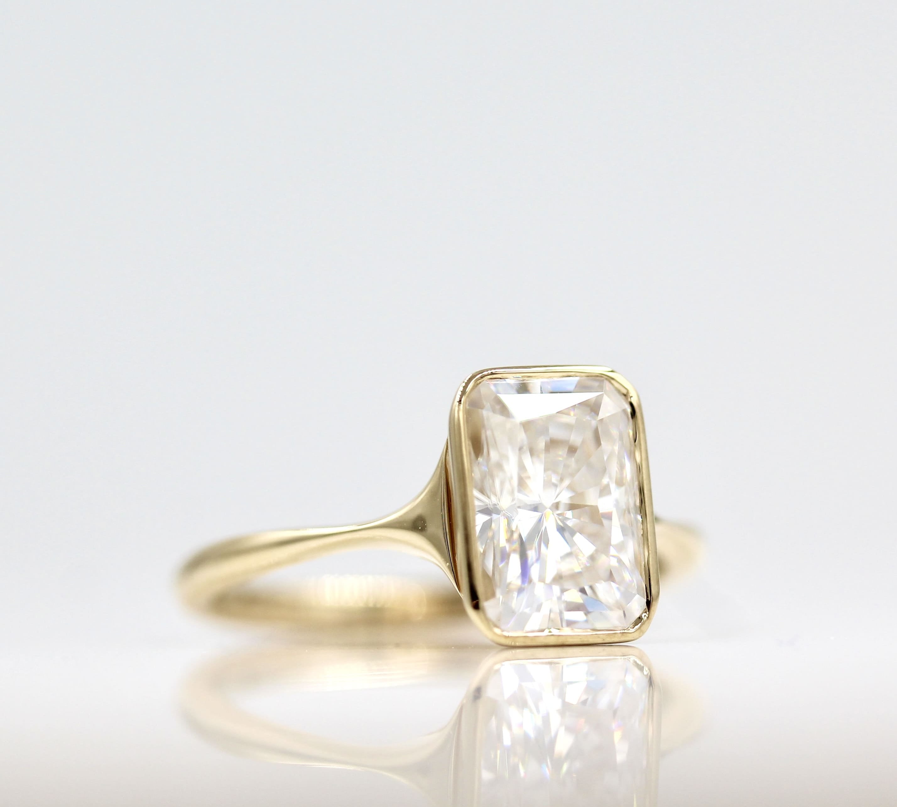 2.43 CT Radiant Bezel Solitaire Moissanite Engagement Ring 4