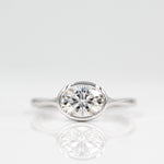 1.0 CT Oval Cut Bezel Solitaire Moissanite Engagement Ring 1