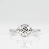 1.0 CT Oval Cut Bezel Solitaire Moissanite Engagement Ring 1