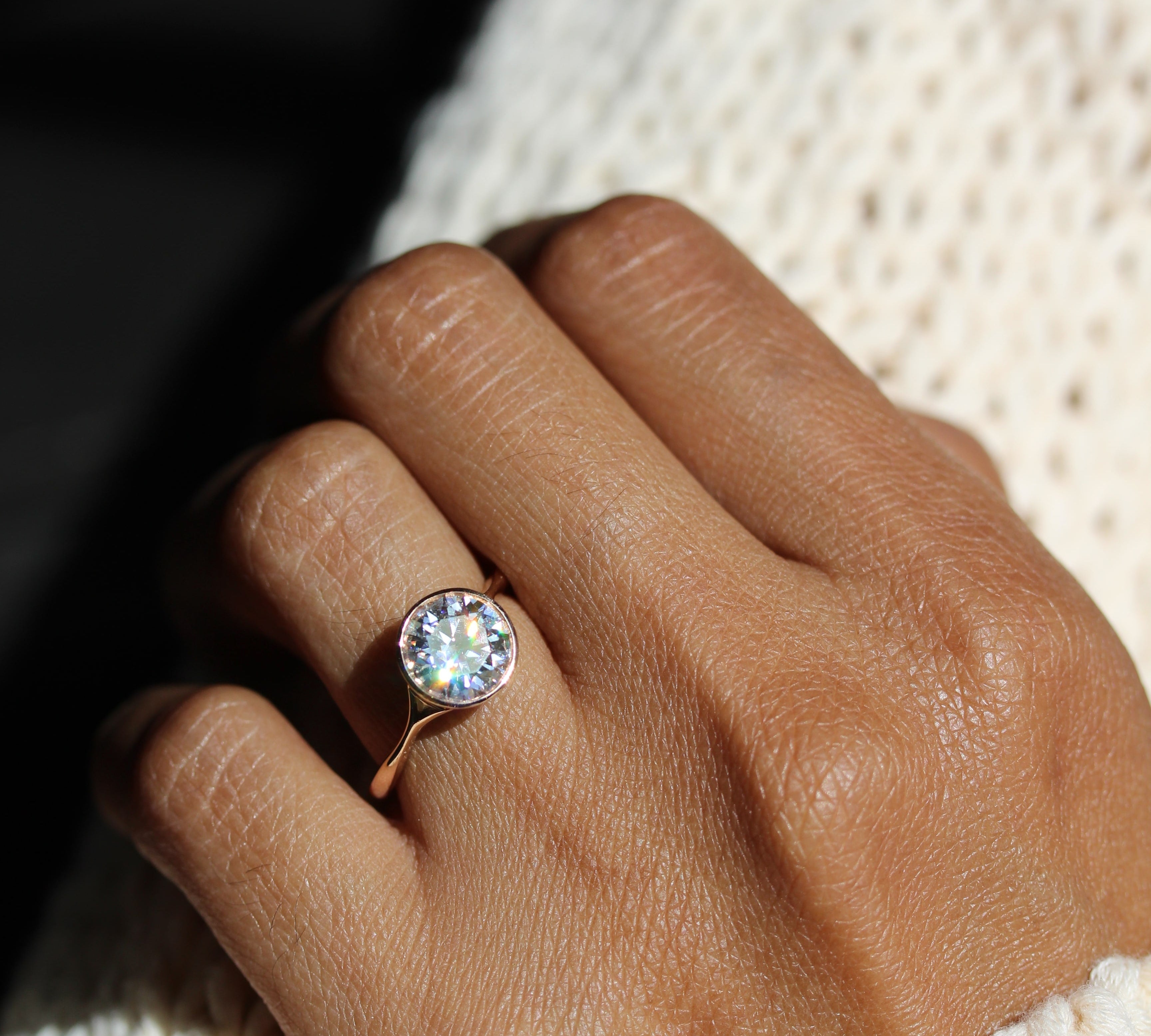 1.80 CT Round Cut Bezel Solitaire Moissanite Engagement Ring 3