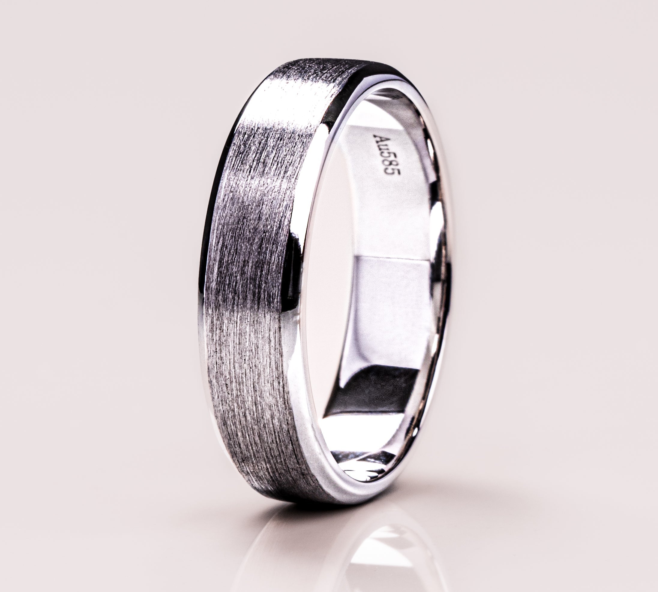 Brushed-Finish White Gold Men's Band 3