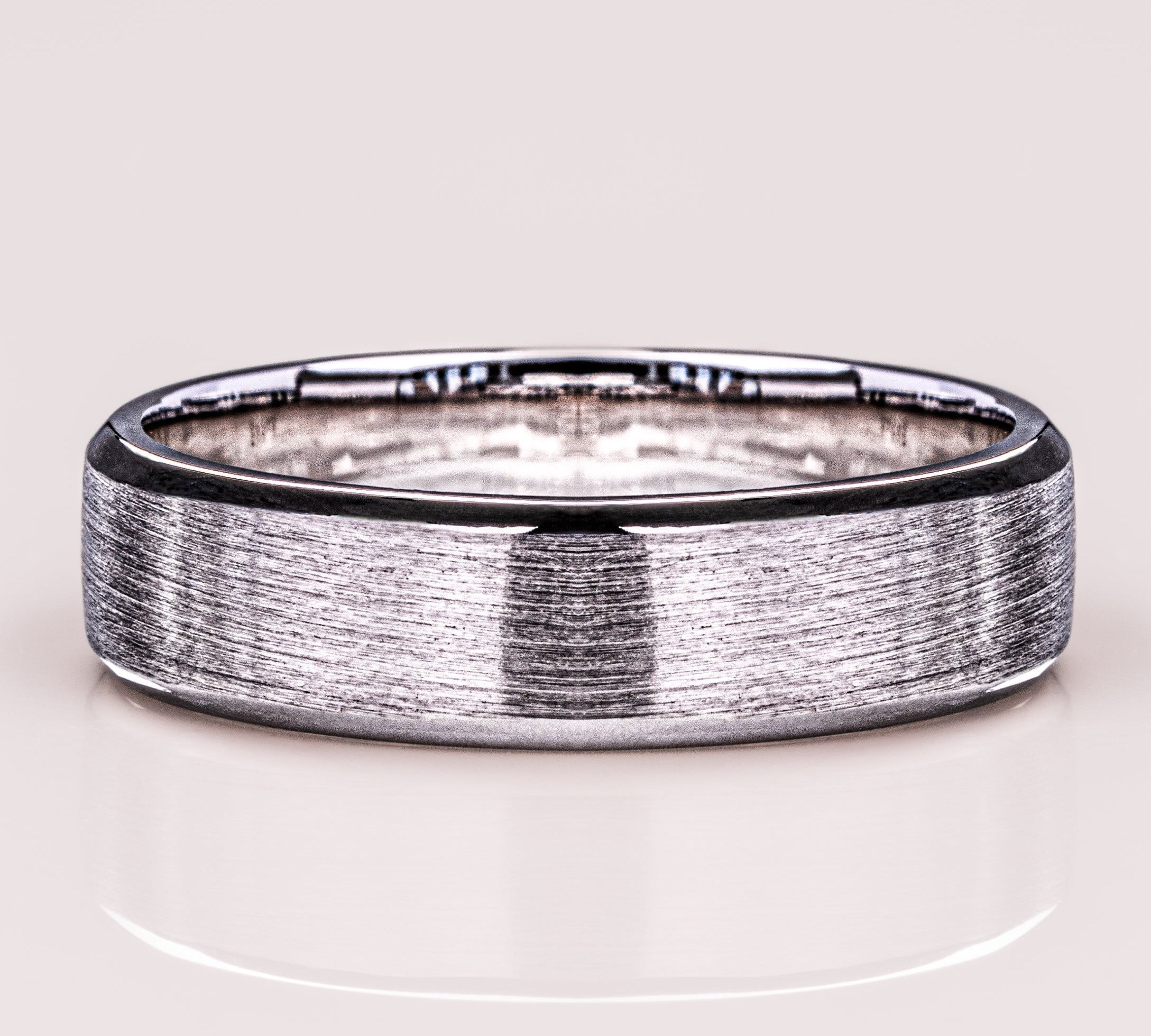Brushed-Finish White Gold Men's Band 1