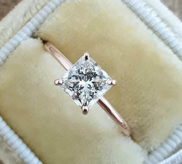 1.5 CT Princess Solitaire Style Moissanite Engagement Ring 2