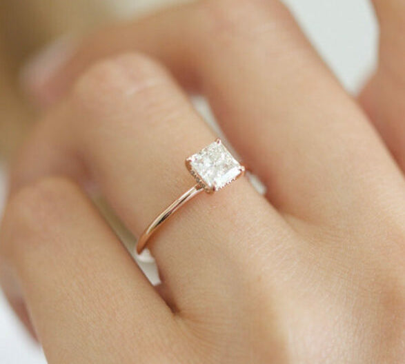 1.5 CT Princess Solitaire Style Moissanite Engagement Ring 1