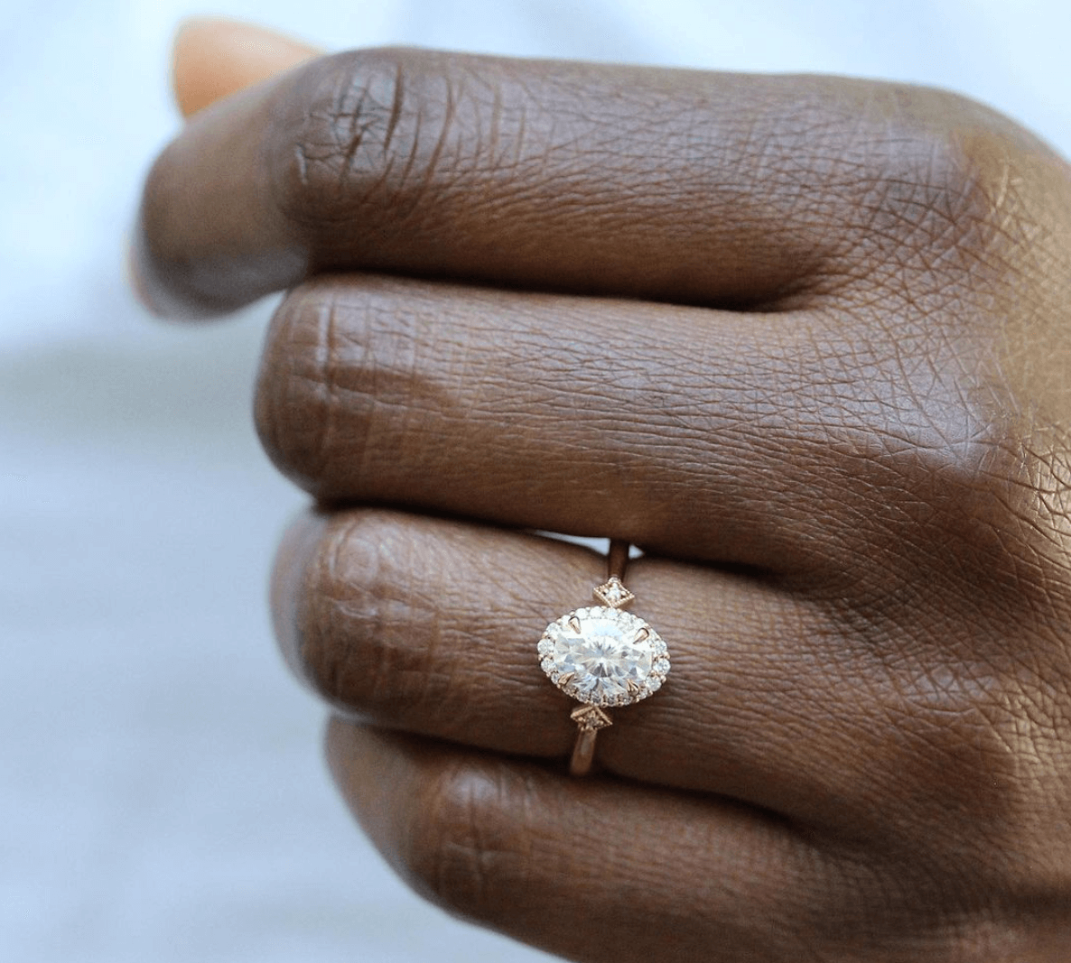 1.45 CT Oval Cut Halo Moissanite Engagement Ring 3