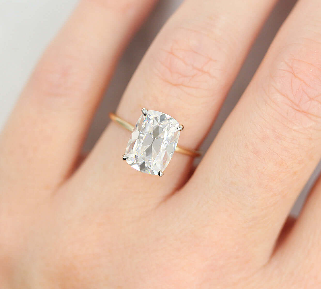 3.63 CT Elongated Old Mine Cushion Solitaire Moissanite Engagement Ring 2