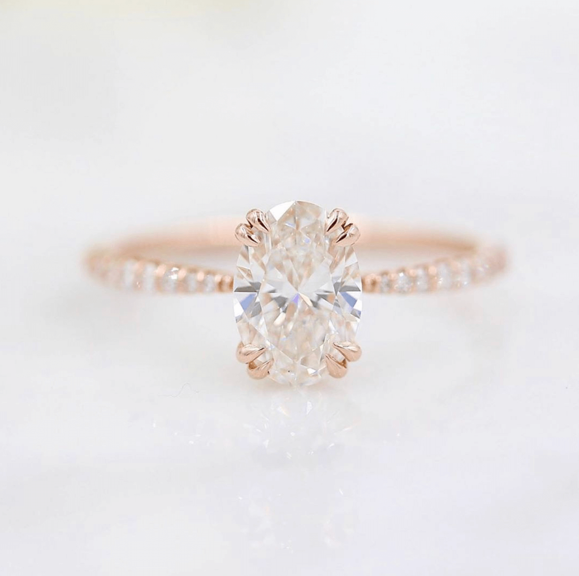 1.91 CT Oval Solitaire Moissanite Engagement Ring With Pave Setting 5