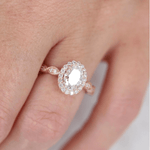 1.33 CT Oval Cut Halo Moissanite Engagement Ring 2