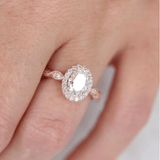 1.33 CT Oval Cut Halo Moissanite Engagement Ring 2