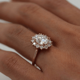 1.91 CT Oval Cut Halo Moissanite Engagement Ring 7