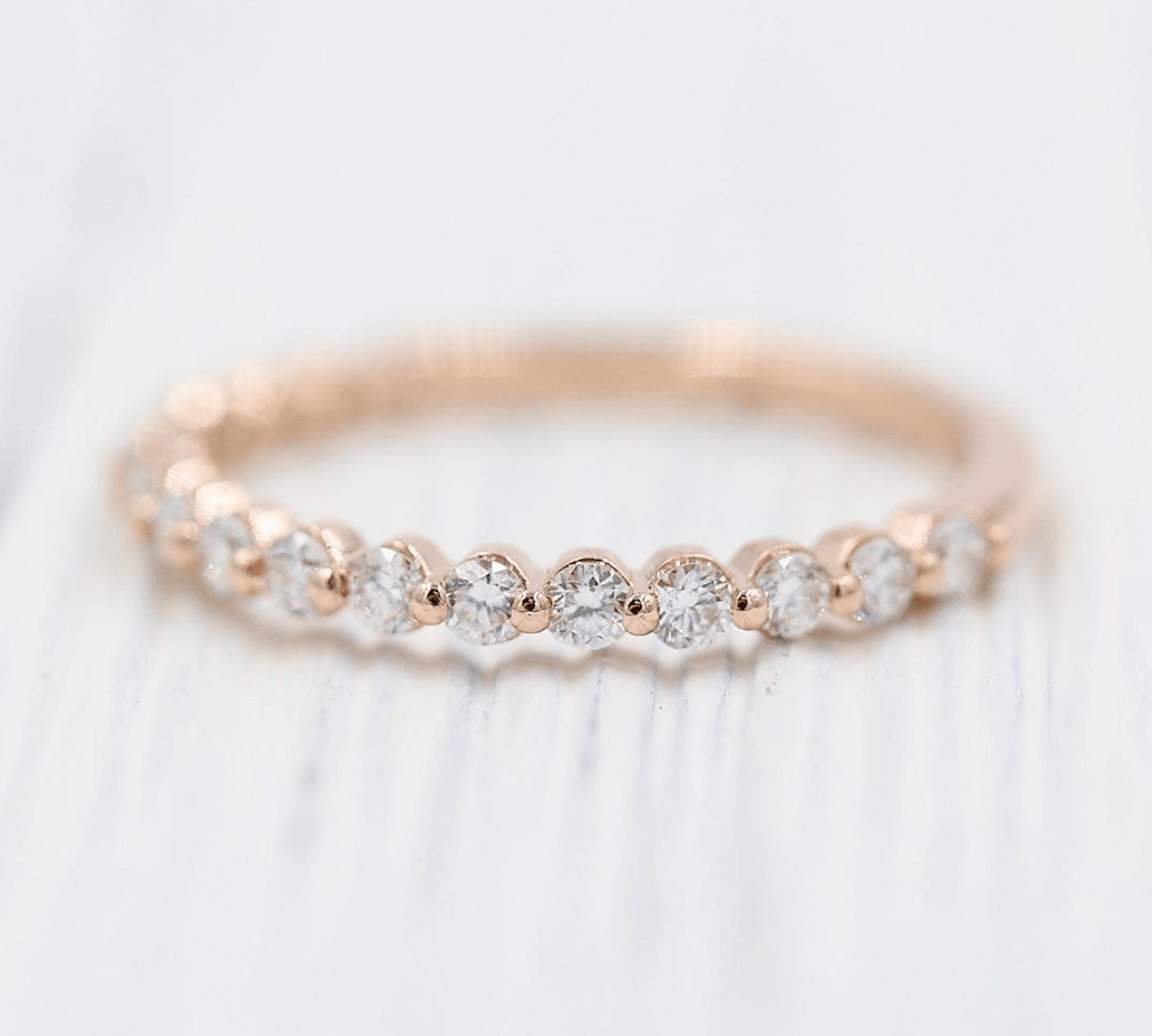 0.35 TCW Round Cut Half Eternity Moissanite Wedding Band 2