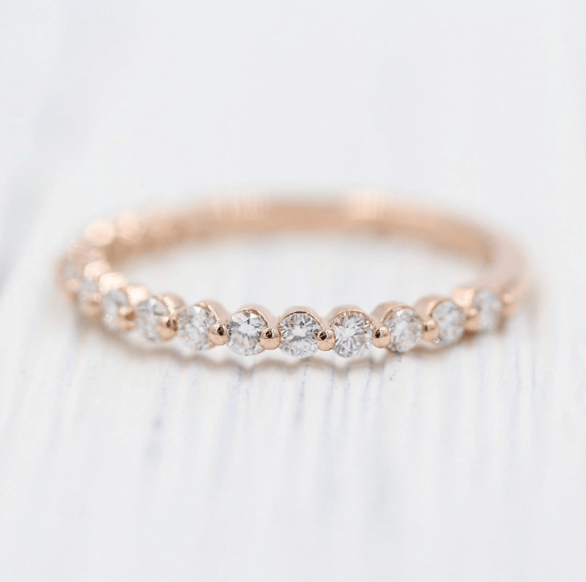 0.35 TCW Round Cut Half Eternity Moissanite Wedding Band 2