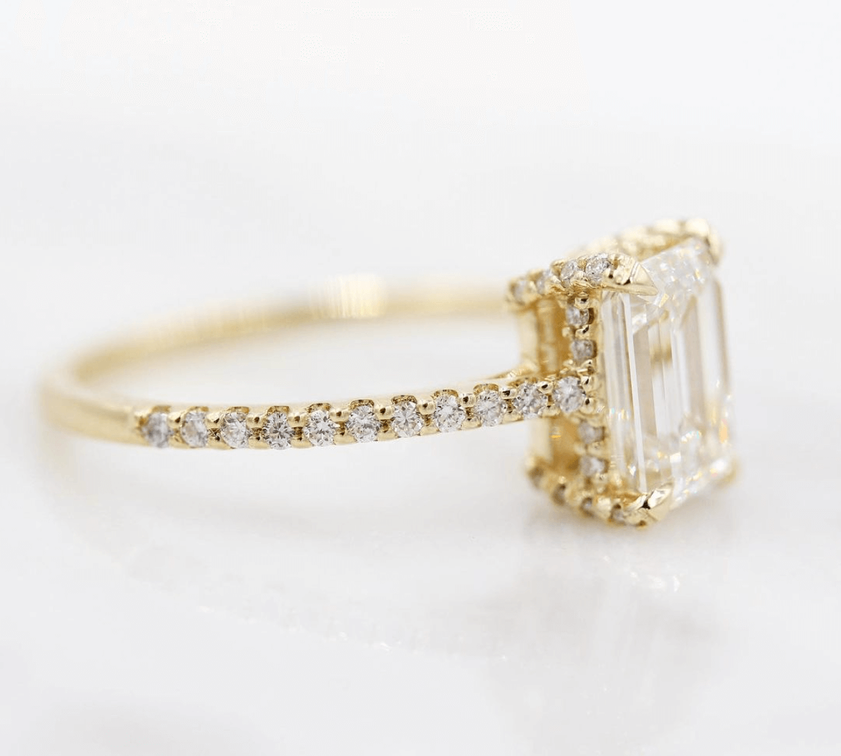 1.55 CT Emerald Hidden Halo Moissanite Engagement Ring 1