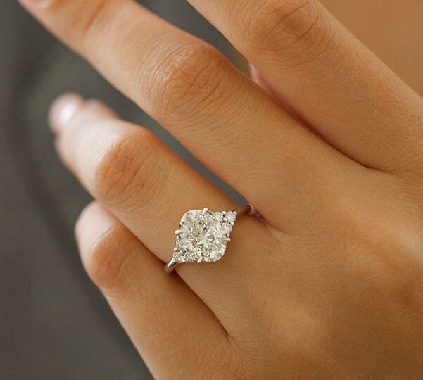 2.72 CT Oval Cut Cluster Setting Moissanite Engagement Ring 1