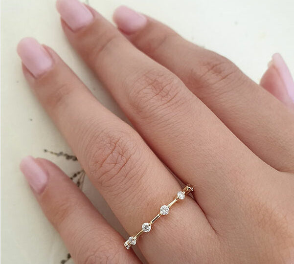 0.30 TCW Round Cut Dainty Pave Setting Moissanite Wedding Band 2