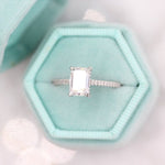 1.55 CT Emerald Hidden Halo Moissanite Engagement Ring 3