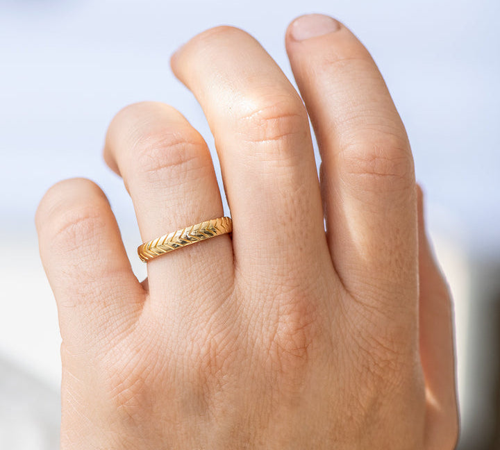 Men's Wedding Band with Engraved Geometric Pattern 2