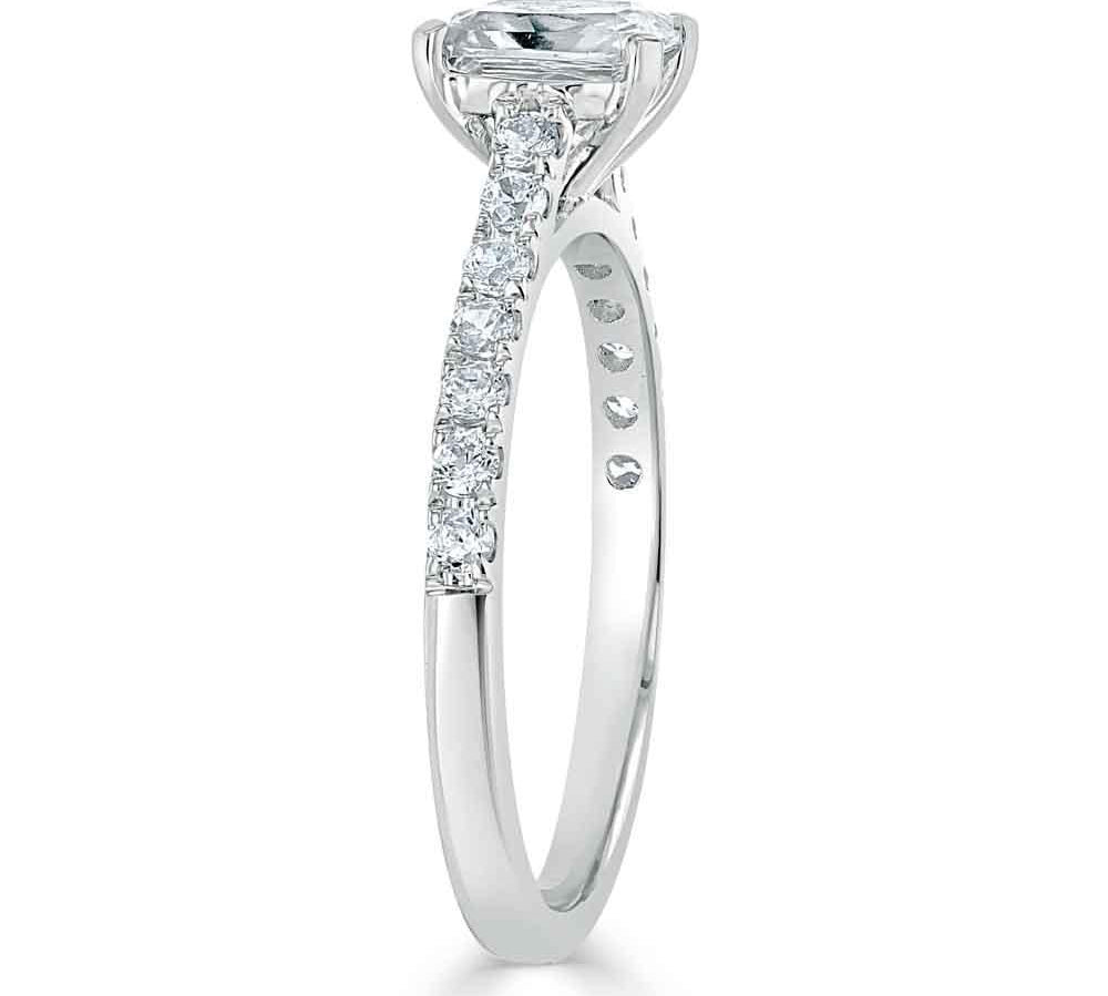 0.75 CT Radiant Cut Solitaire Pave Setting Engagement Ring 3