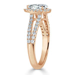 0.75 CT Pear Cut Halo Split Shank Setting Moissanite Engagement Ring 8
