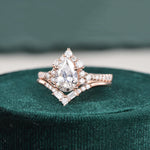 1.50 CT Pear Cut Cluster Art Deco Moissanite Bridal Ring Set 4