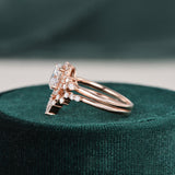 2.0 CT Oval Cut Cluster Halo Moissanite Bridal Ring Set 6