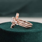 1.0 CT Oval Cut Cluster Halo Moissanite Bridal Ring Set 6