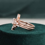 1.0 CT Oval Cut Cluster Halo Moissanite Bridal Ring Set 6